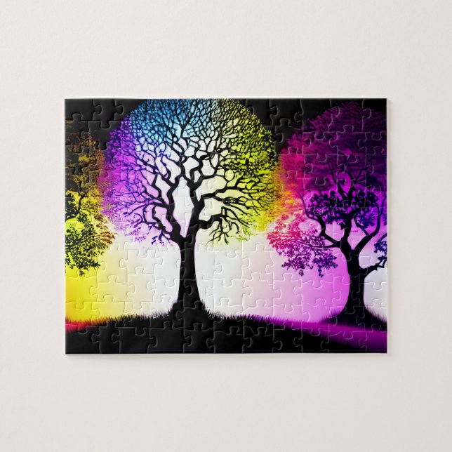 Puzzle Silhouettes de árbol con aroma arcoiris (Horizontal)