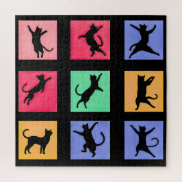 Puzzle Silhouettes de gato con bailes de arte pop