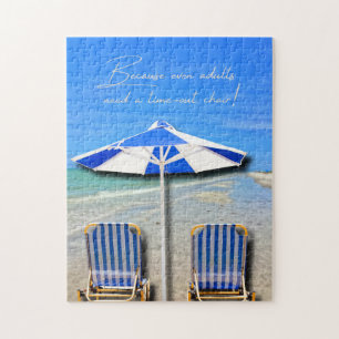 Puzzle Silla para descanso de adultos en la playa de la i