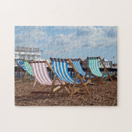 Puzzle Sillas de cubierta en la playa en Brighton.
