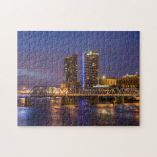 Puzzle Silueta al atardecer, en el río Grand