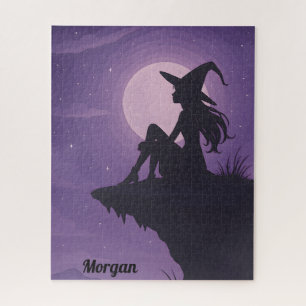 Puzzle Silueta De Brujas Míticas Bajo Regalo De La Luna