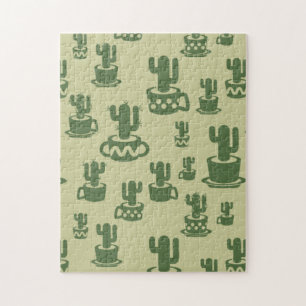 Puzzle Silueta de cactus suculenta en tazas y macetas
