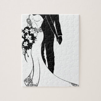 Puzzle Silueta de la boda de novia y del novio