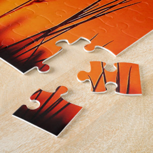 Puzzle Silueta de la puesta del sol inspiradora