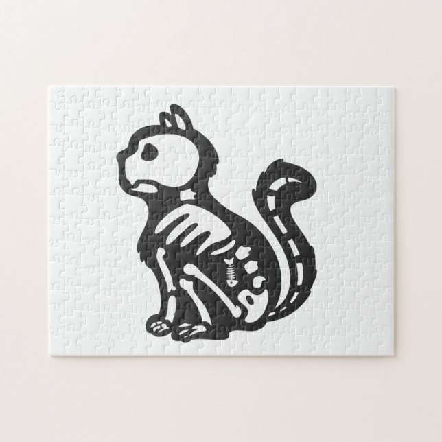 Puzzle Silueta de personalizado de esqueleto de gato - El (Horizontal)