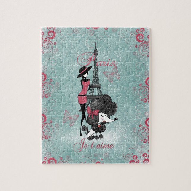 Puzzle Silueta elegante de chicas de caniche francés (Vertical)