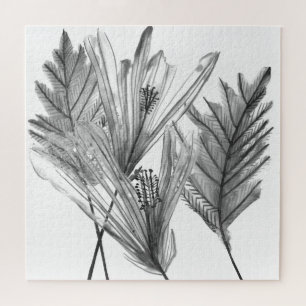 Puzzle Silueta floral - Gris