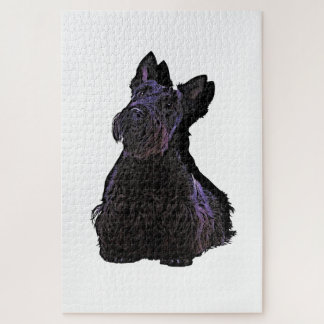 Puzzle Silueta negra de Scottish Terrier con sombra