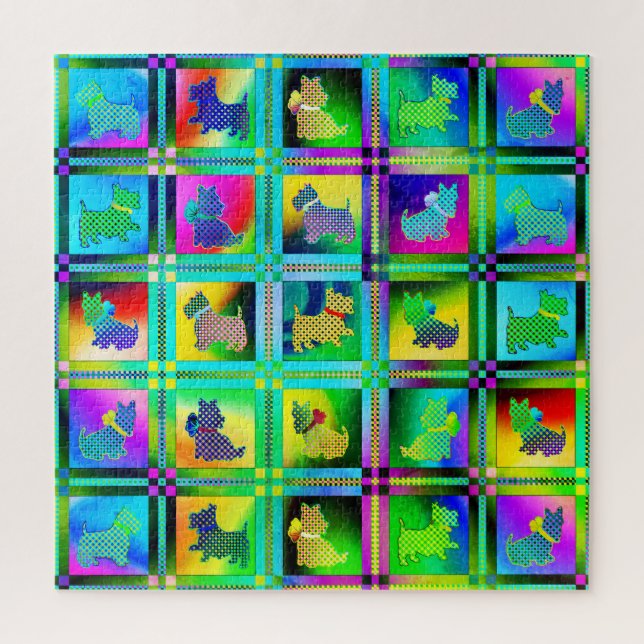 Puzzle Siluetas aterradoras en un patrón de tablero de aj (Vertical)