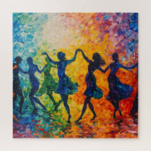 Puzzle Siluetas coloridas bailando