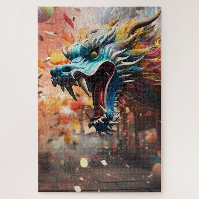 Puzzle símbolo de dragón chino 2024 (Vertical)