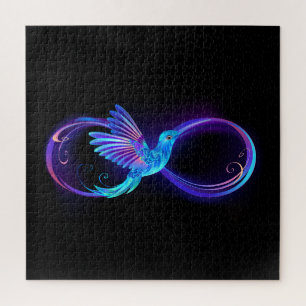 Puzzle Símbolo de infinito de neón con colibrí brillante