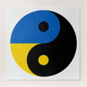 Puzzle Símbolo de Yin Yang de Ucrania con bandera de colo