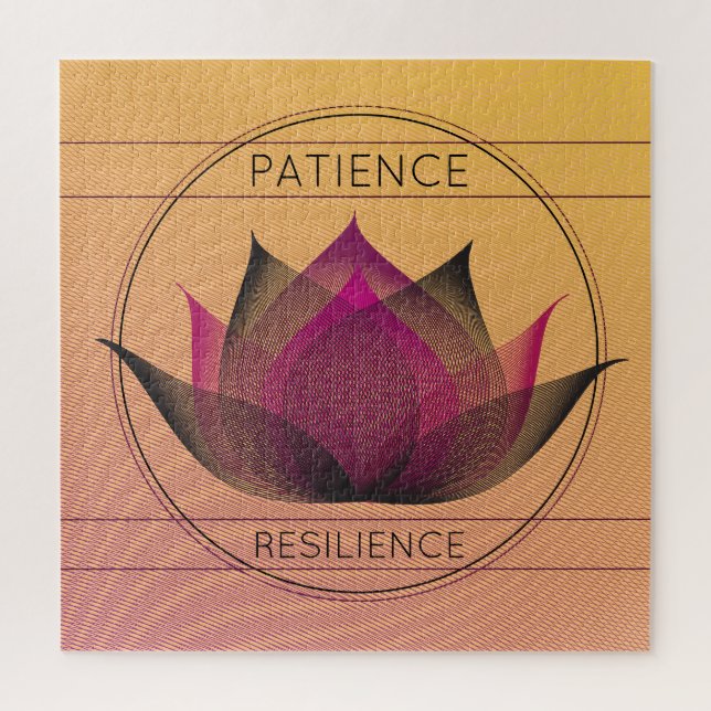 Puzzle Símbolo floral Black Pink Lotus Patience Resilienc (Vertical)