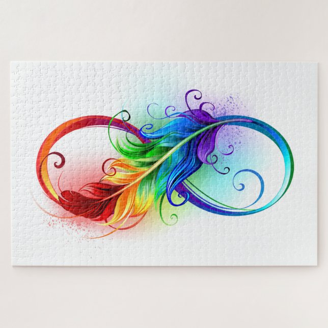 Puzzle Símbolo infinito con pluma arco iris (Horizontal)