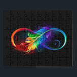 Puzzle Símbolo infinito con pluma arco iris<br><div class="desc">Símbolo de infinito dibujado artísticamente con hermosa pluma arco iris sobre fondo blanco. Estilo tatuaje.</div>