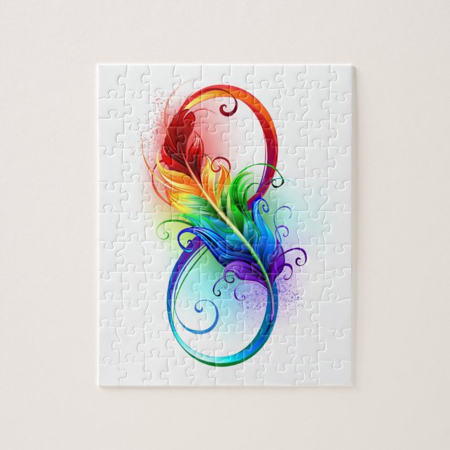 Puzzle Símbolo infinito con pluma arco iris (Vertical)