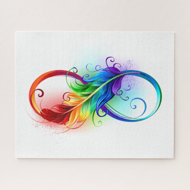 Puzzle Símbolo infinito con plumas arcoiris (Horizontal)