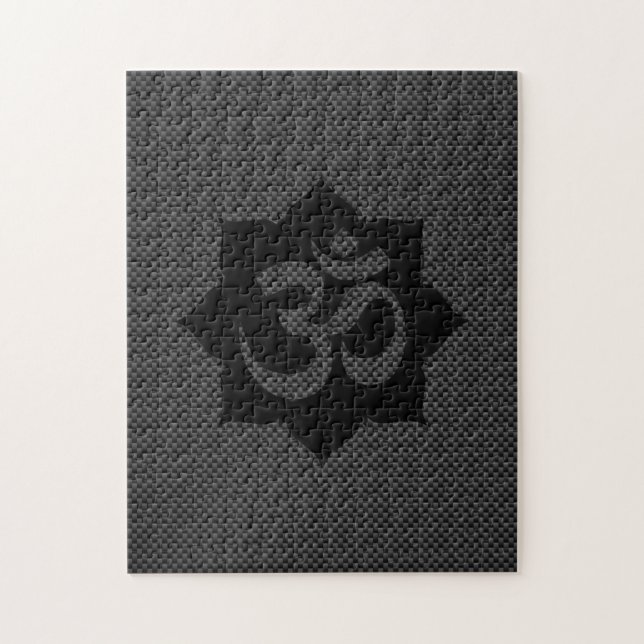 Puzzle Símbolo OM Lotus Spirituality in Carbon Fiber Styl (Vertical)