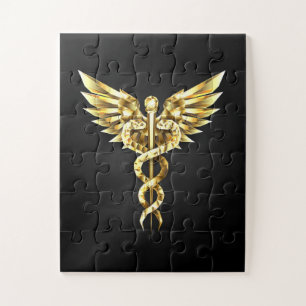 Puzzle Símbolo poligonal de oro Caduceus