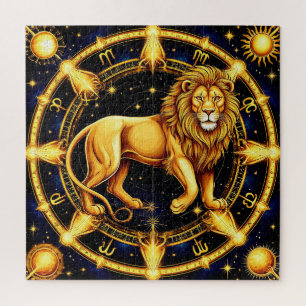 Puzzle Símbolo zodiacal de Leo sobre fondo estrellado cel