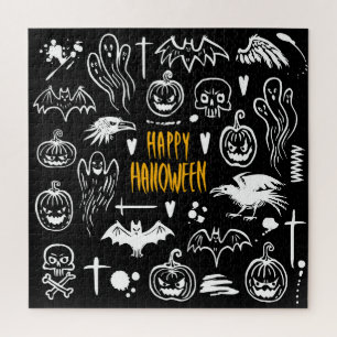 Puzzle Símbolos de Halloween dibujados a mano, colección