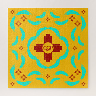 Puzzle Símbolos de Zia Rojo Nuevas plumas turquesas de Mé