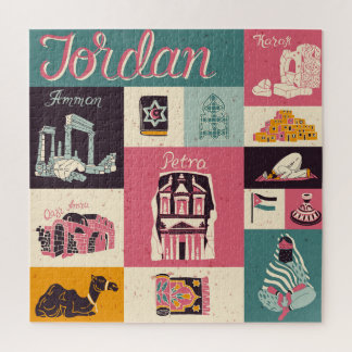 Puzzle Símbolos retro de la cultura jordana ilustrados