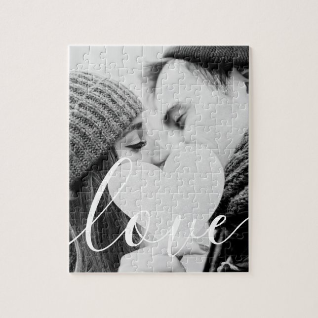 Puzzle Simple Elegante Script Pareja Foto (Vertical)