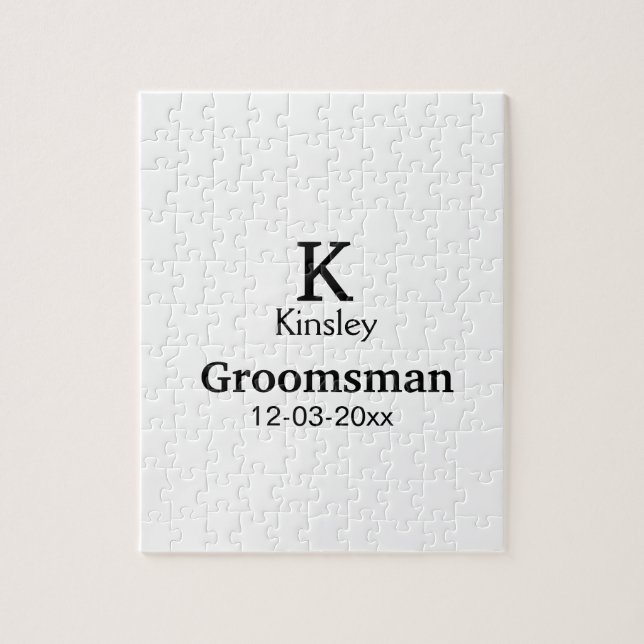 Puzzle SIMPLE MINIMAL añada tu nombre personalizado groom (Vertical)