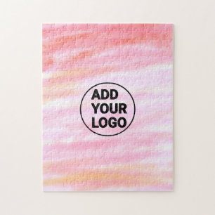 Puzzle Simple minimalista rosa logotipo de empresa agrega