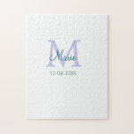 Puzzle simple mínimo añadir nombre monograma púrpura fech<br><div class="desc">diseño hermoso</div>