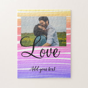 Puzzle simple mínimo añadir tu nombre foto acuarela amo