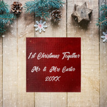 Simple Nombre Año Pareja 1er Navidad Carmesí