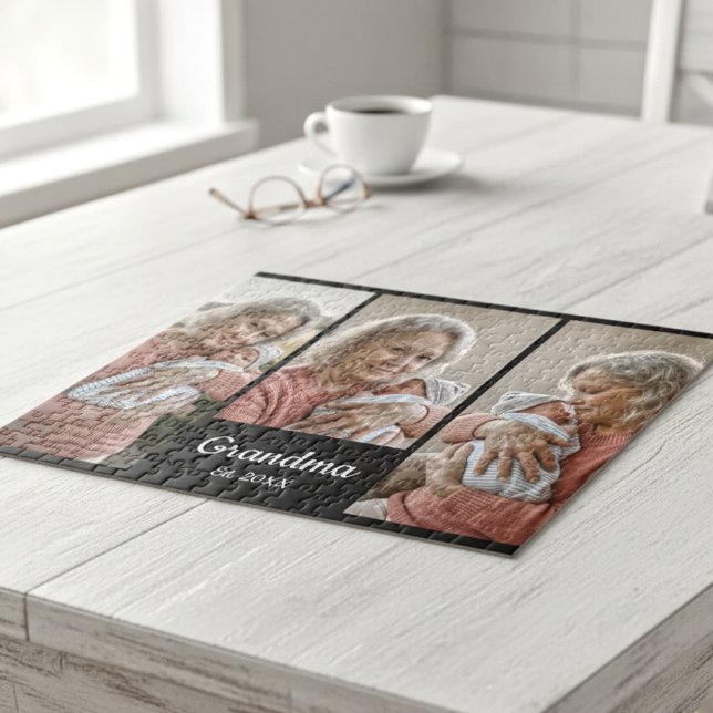 Puzzle  Simple Script Grandma Year Est. 3 Photo Acrylic (Subido por el creador)