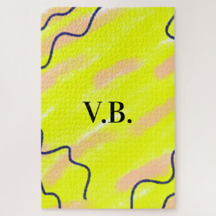 Puzzle Simple solid color add name text monogram yellow 