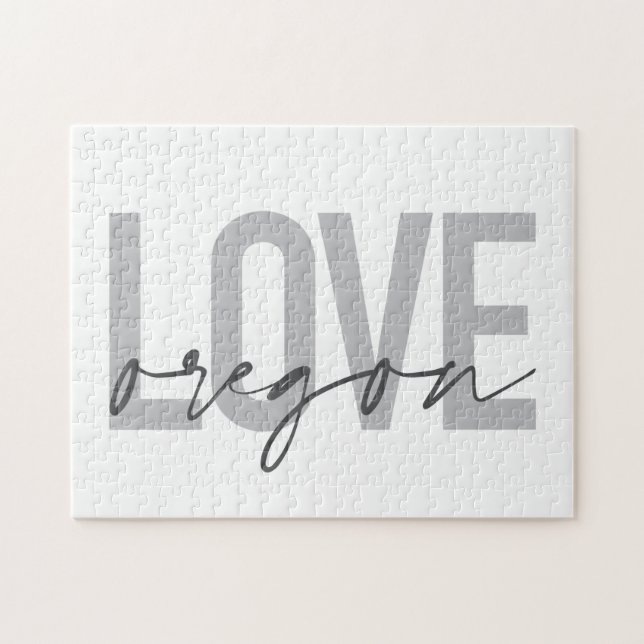 Puzzle Simple, urban, modern, trendy, design Love Oregon (Horizontal)