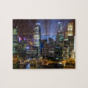 Puzzle Singapur downtown ciudad por la noche