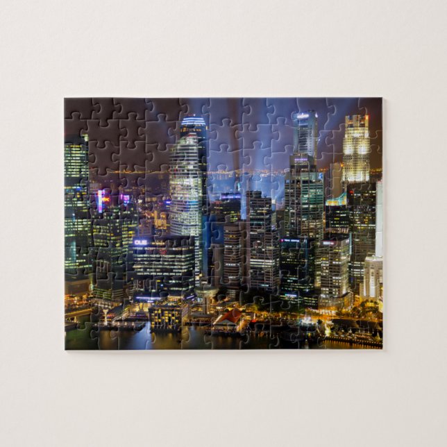 Puzzle Singapur downtown ciudad por la noche (Horizontal)