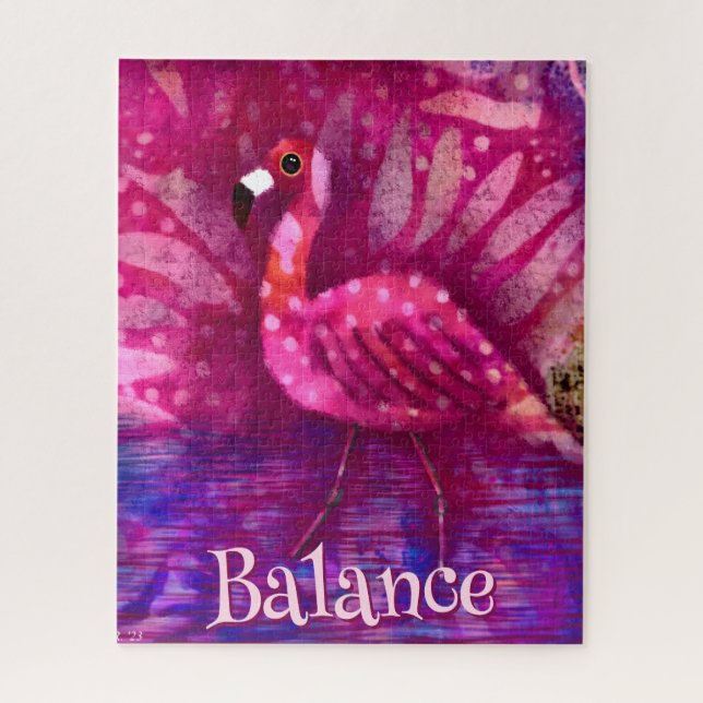 Puzzle Singular Resumen Flamingo Rosa Personalizado (Vertical)
