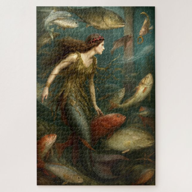 Puzzle Sirena Bajo El Mar Con Peces (Vertical)