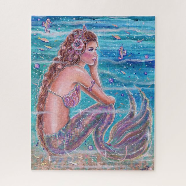 Puzzle Sirena coral con caballito de mar de Renee Lavoie (Vertical)