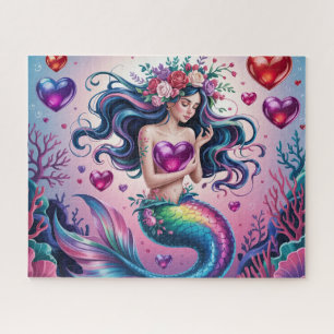 Puzzle Sirena De Fantasía Adorable Con Corazones