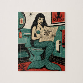 Puzzle Sirena de mediados de siglo en el inodoro leyendo