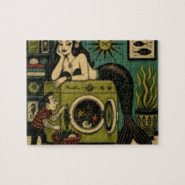 Puzzle Sirena divertida de mediados de siglo de la ropa