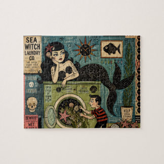 Puzzle Sirena divertida de mediados de siglo en el día de