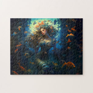 Puzzle Sirena Marina Rodeada de Pintura de Fantasía de Pe