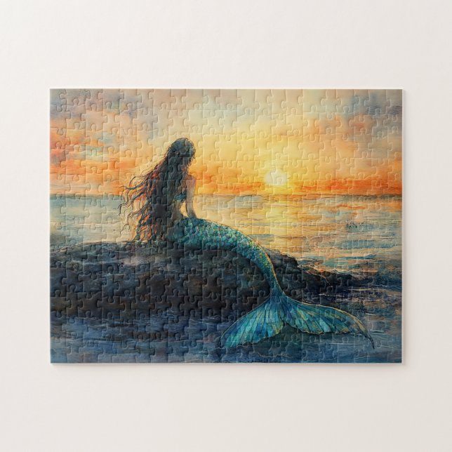 Puzzle Sirena mirando el arte de amanecer (Horizontal)