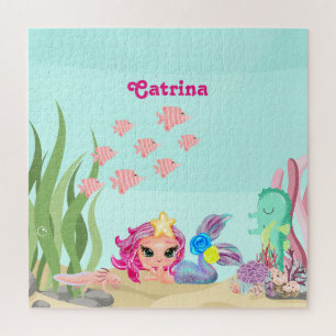 Puzzle Sirena personalizada y Axolotl
